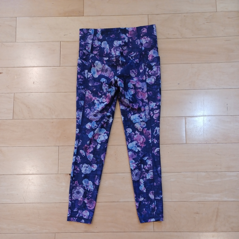 NWOT Athleta Salutation Stash Pocket II Printed 7/8 Tight Dappled Purple Bloom M - Picture 7 of 10